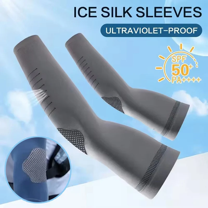 Summer Sun Protection Ice Silk - Cycling Arm Warmers ulasan dan harga